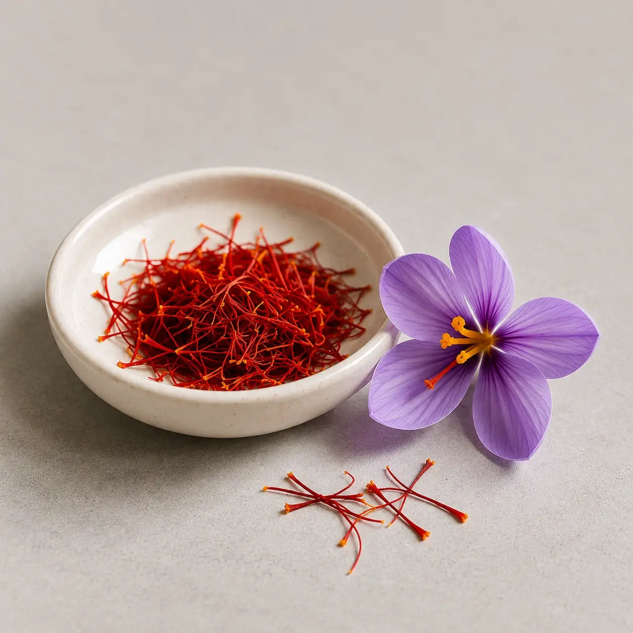 Saffron threads and a saffron flower