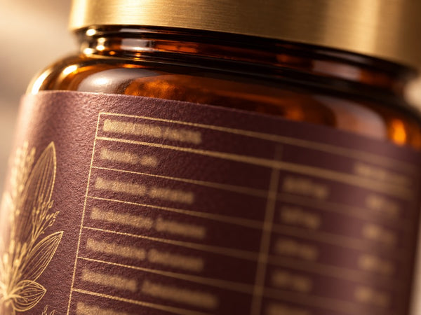 Close-up of the supplement facts panel